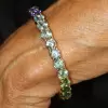 39ctw Round Cut Multicolor Sapphire Rainbow Bracelet