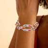 20ctw Princess Cut Rainbow Sapphire Large Link Statement Bracelet