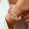 20ctw Princess Cut Rainbow Sapphire Large Link Statement Bracelet
