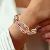 20ctw Princess Cut Rainbow Sapphire Large Link Statement Bracelet