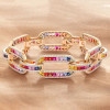 20ctw Princess Cut Rainbow Sapphire Large Link Statement Bracelet