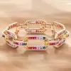 20ctw Princess Cut Rainbow Sapphire Large Link Statement Bracelet