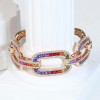 20ctw Princess Cut Rainbow Sapphire Large Link Statement Bracelet