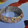 50ctw Round Cut Multicolor Five-row Statement Bracelet