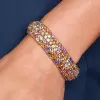 50ctw Round Cut Multicolor Five-row Statement Bracelet