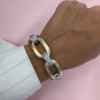 2ctw White Sapphire Paved Two Tone Bold Link Bracelet