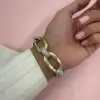 2ctw White Sapphire Paved Two Tone Bold Link Bracelet