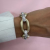 2ctw White Sapphire Paved Two Tone Bold Link Bracelet