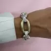2ctw White Sapphire Paved Two Tone Bold Link Bracelet
