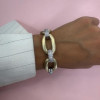 2ctw White Sapphire Paved Two Tone Bold Link Bracelet