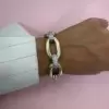2ctw White Sapphire Paved Two Tone Bold Link Bracelet