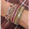 12ctw Baguette Cut Multicolor Sapphire Stackable Bracelet