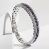 12ctw Baguette Cut Multicolor Sapphire Stackable Bracelet