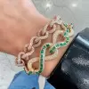 15ctw White Sapphire and Baguette Cut Emerald Infinity Bracelet