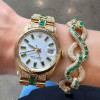 15ctw White Sapphire and Baguette Cut Emerald Infinity Bracelet