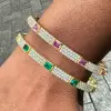 5ctw Emerald Cut Emerald or Pink Sapphire Classic Bangle