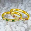5ctw Emerald Cut Emerald or Pink Sapphire Classic Bangle