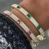 5ctw Emerald Cut Emerald or Pink Sapphire Classic Bangle