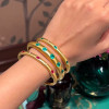 6ctw Bezel-set Cushion Cut Emerald Bangle