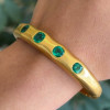 6ctw Bezel-set Cushion Cut Emerald Bangle