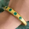 6ctw Bezel-set Cushion Cut Emerald Bangle