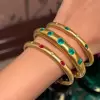 6ctw Bezel-set Cushion Cut Emerald Bangle