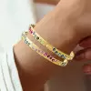4ctw Round Cut Multicolor Sapphire Texure Surface Rainbow Bangle