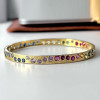 4ctw Round Cut Multicolor Sapphire Texure Surface Rainbow Bangle