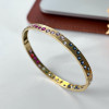 4ctw Round Cut Multicolor Sapphire Texure Surface Rainbow Bangle
