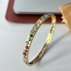 4ctw Round Cut Multicolor Sapphire Texure Surface Rainbow Bangle