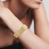 8ctw Five Row Princess Cut Gold Tone Wide Bangle