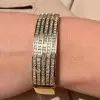 8ctw Five Row Princess Cut Gold Tone Wide Bangle