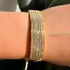 8ctw Five Row Princess Cut Gold Tone Wide Bangle