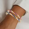 Multicolor Sapphire Paved Twist Mobius Bangle