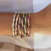 Multicolor Sapphire Paved Twist Mobius Bangle