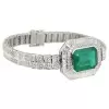 14ct Emerald Cut Emerald Pendant Two Row Bracelet