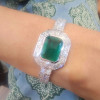 14ct Emerald Cut Emerald Pendant Two Row Bracelet