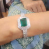 14ct Emerald Cut Emerald Pendant Two Row Bracelet