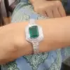 14ct Emerald Cut Emerald Pendant Two Row Bracelet