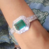 14ct Emerald Cut Emerald Pendant Two Row Bracelet
