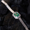 14ct Emerald Cut Emerald Pendant Two Row Bracelet