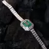 14ct Emerald Cut Emerald Pendant Two Row Bracelet