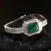 14ct Emerald Cut Emerald Pendant Two Row Bracelet