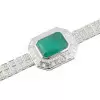 14ct Emerald Cut Emerald Pendant Two Row Bracelet