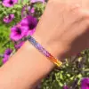16ctw Baguette Cut Multicolor Sapphire Rainbow Bracelet