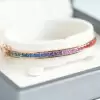 6ctw Channel-set Princess Cut Multicolor Sapphire Eternity Bangle