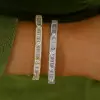 4ctw Round and Baguette Cut White Sapphire Stackable Bangle