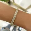4ctw Round and Baguette Cut White Sapphire Stackable Bangle