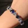 East West Heart Cut Blue Sapphire Bracelet