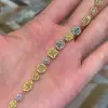 Multi Shape Yellow&Pink Sapphire Halo Bracelet